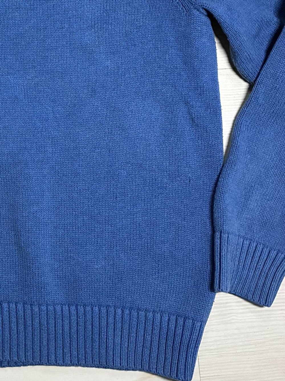 LL Bean Men's M Regular Blue Cotton 1/4 Zip Ribbed Knit Sweater - Picture 7 of 7